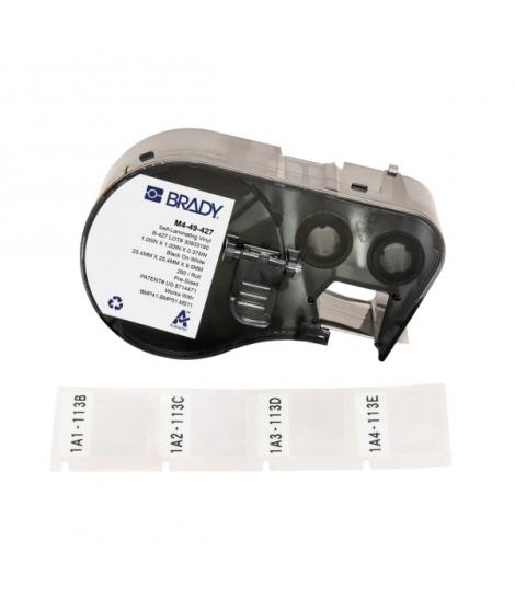 Brady M4-49-427 Cinta de Etiquetas Original Vinilo Autolaminable - Texto Negro sobre Fondo Blanco - Ancho 25,40mm x Alto 25,40mm