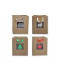 Bismark Bolsa de Papel Kraft Navidad Grande con Ventana - Medidas 23x33x10cm - 4 Diseños Diferentes