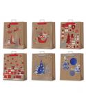 Bismark Bolsa de Papel Kraft Navidad - Impresion Foil - 6 Diseños Diferentes
