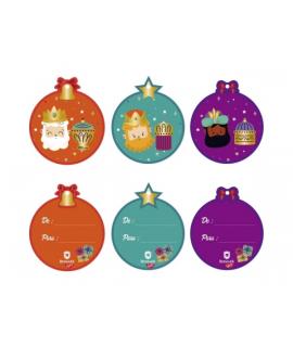 Bismark Pack de 18 Tarjetas Redondas de Felicitacion Navideña - Diseño Foil Reyes Magos - Se Pueden Colgar - Incluyen Cordon - 3