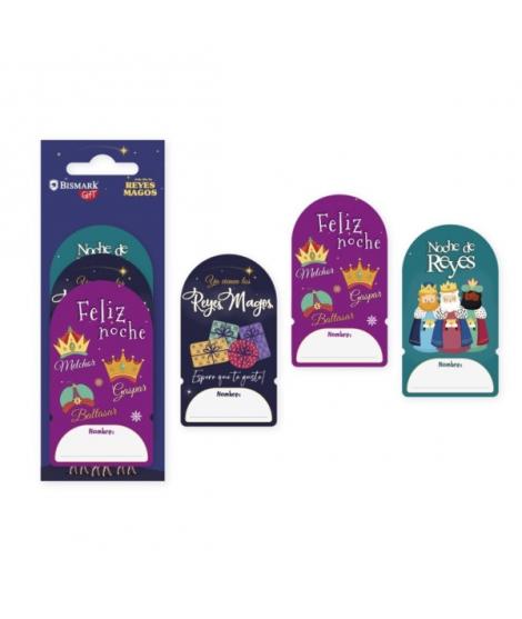 Bismark Pack de 6 Etiquetas Adhesivas Reyes Magos - 3 Diseños Surtidos - Espacio para Escribir