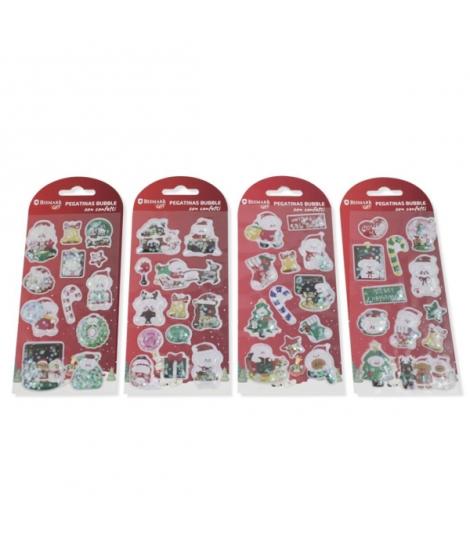 Bismark Pack de Pegatinas Bubble con Confetti Papa Noel - Packs con Diseños Diferentes Aleatorios