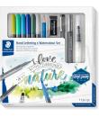 Staedtler Hand Lettering and Watercolour Set Design Journey Pack con 6 Rotuladores Acuarelables Doble Punta en Colores Surtidos,