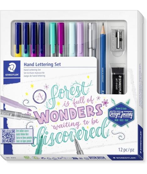 Staedtler Hand Lettering Set Design Journey Pack con 4 Rotuladores Triplus Color, 2 Triplus Fineliner, 2 Triplus Textsurfer, Rot