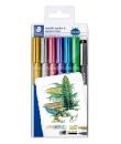 Staedtler Metallic Pen Pack de 6 Rotuladores de Punta Fina Trazo 1 - 2mm + Rotulador Pigment Liner Trazo 0.3 - 2mm - Tinta Base 
