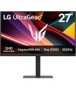 LG UltraGear Monitor LED 27" IPS QHD 300Hz HDR400 FreeSync Premium - Respuesta 1ms - Ajustable en Altura, Inclinable y Giratorio