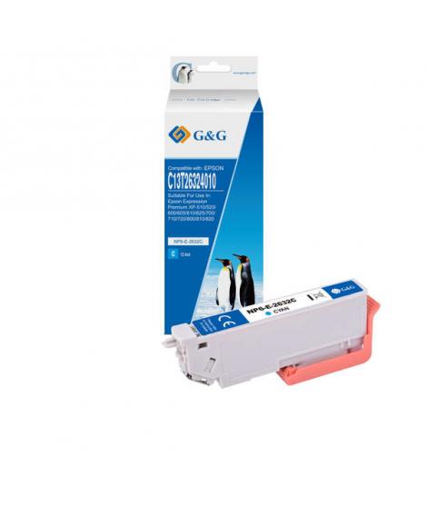 G&G Epson T2632/T2612 (26XL) Cyan Cartucho de Tinta Generico - Reemplaza C13T26324012/C13T26124012