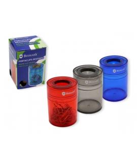 Bismark Portaclips de Plastico con Deposito Transparente - 45x45x65mm - Embocadura Imantada - Colores Surtidos Aleatorios