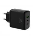 Ewent EW1330 Cargador GaN Universal de Pared 65W Ultrarapido - 2x USB-C PD 3.0 y 1x USB-A QC 3.0 - Color Negro
