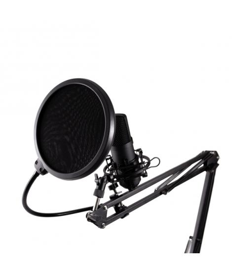 Coolbox Coolcaster Microfono USB Cardioide de Brazo Extensible para Streaming - Parabrisas y Filtro POP - Tripode - Color Negro