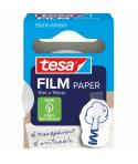 Tesa Paper Pack de 1 Cinta Adhesiva de Papel 19mm x 10 Metros - Casi Invisible en Superficies de Color Claro - Se puede Cortar c