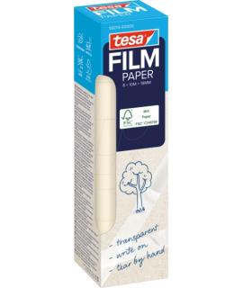 Tesa Paper Pack de 8 Cintas Adhesivas de Papel 19mm x 10 Metros - Casi Invisible en Superficies de Color Claro - Se puede Cortar