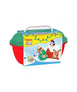 Jovi Play & Fun Cofre Christmas Adventure con 24 Barras de Plastilina 15gr + Modeladores + Recortables - Sin Gluten - Base Veget