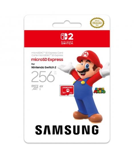 Nintendo Tarjeta Micro SD Samsung para Consola Nintendo Switch 2 - Capacidad 256Gb - Logotipo de Mario Bros - Velocidades Rapida