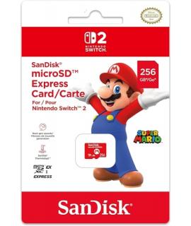 Nintendo Tarjeta Micro SD Sandisk para Consola Nintendo Switch 2 - Capacidad 256Gb - Logotipo de Mario Bros - Velocidades Rapida