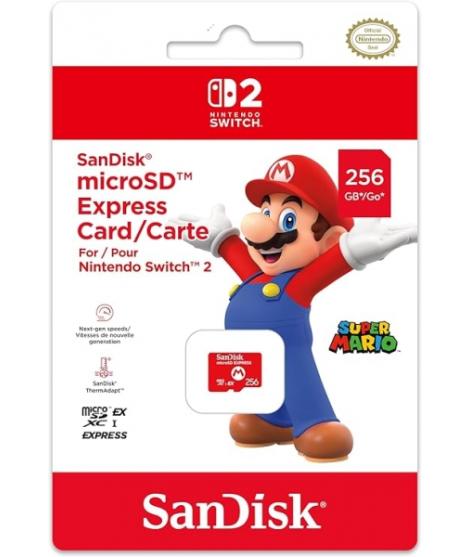 Nintendo Tarjeta Micro SD Sandisk para Consola Nintendo Switch 2 - Capacidad 256Gb - Logotipo de Mario Bros - Velocidades Rapida