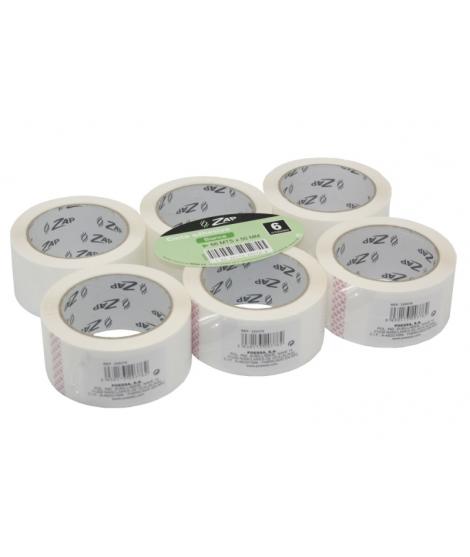 Zap Pack de 6 Precintos de Embalaje 50mm x 66m - Polipropileno 55 micras - Color Blanco