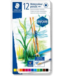 Staedtler 146 10C Caja Metalica con 12 Lapices de Colores Acuarelables - Resistentes a la Rotura - Colores Surtidos