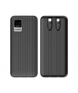 Coolbox DP10 Powerbank 10000mAH 22.5W PD y QC - USB-C y Lightning - Pantalla LCD - Color Negro