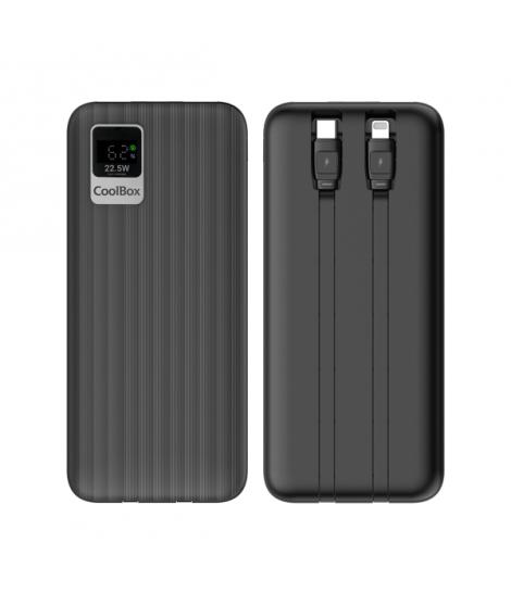 Coolbox DP20 Powerbank 20000mAH 22.5W PD y QC - USB-C y Lightning - Pantalla LCD - Color Negro