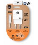 TechOneTech Cargador de Pared Ultrarrápido GaN 20w Blanco + cable USB-C