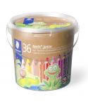 Staedtler Noris Junior Bote con 36 Lapices de Colores Extragruesos + 3 Sacapuntas + Pincel - 3 en 1, Lapiz, Cera y Acuarelable -