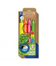Staedtler Noris Junior Pack de 4 Lapices de Colores Extragruesos + Sacapuntas - 3 en 1, Lapiz, Cera y Acuarelable - Colores Surt