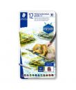 Staedtler 14610T Caja Metalica con 12 Lapices de Colores Tintados Acuarelables - Mina Suave - Colores Surtidos