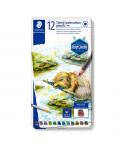 Staedtler 14610T Caja Metalica con 12 Lapices de Colores Tintados Acuarelables - Mina Suave - Colores Surtidos