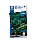 Staedtler 146M Caja Metalica con 12 Lapices de Colores Efecto Metalico - Mina Suave - Colores Surtidos
