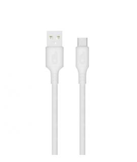Blackbyte Cable USB-A Macho a USB-C Macho de Silicona - Hasta 10W - 1 metro - 480Mbps - Diametro 3mm - Color Blanco