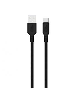 Blackbyte Cable USB-A Macho a USB-C Macho de Silicona - Hasta 10W - 1 metro - 480Mbps - Diametro 3mm - Color Negro
