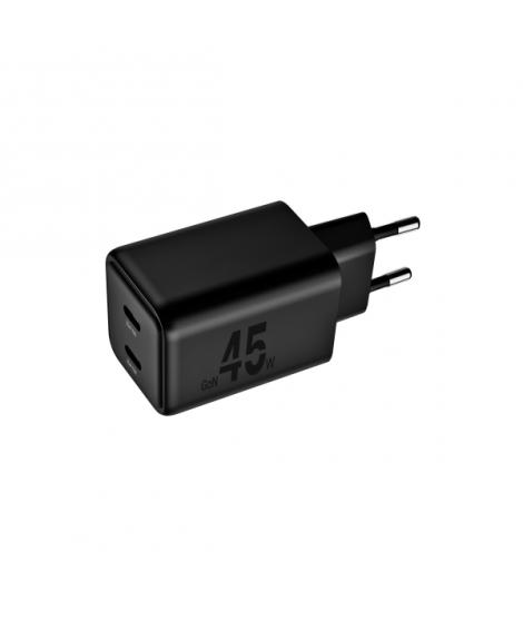 Blackbyte Cargador GaN Doble PD de 45W - 2xUSB-C - Carga Rapida PPS - Color Negro