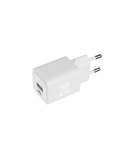Blackbyte Cargador GaN Doble - 1xUSB-C PD 20W - 1xUSB-A 18W - Carga Rapida PPS - Color Blanco
