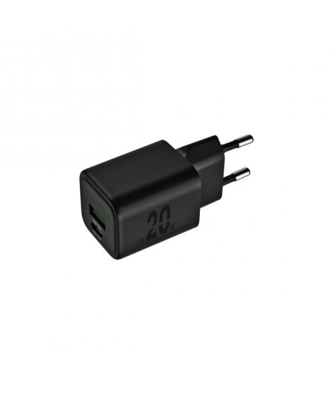 Blackbyte Cargador GaN Doble - 1xUSB-C PD 20W - 1xUSB-A 18W - Carga Rapida PPS - Color Negro
