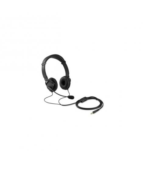 Kensington Auriculares con Microfono Plegable - Conexion 3,5mm - Diadema Ajustable - Almohadillas Acolchadas - Controles en Cabl