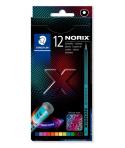 Staedtler Norix 186 Pack de 12 Lapices de Colores HB - Madera Negra - Mina de Grafito - Diseño Inteligente - Para Escribir, Dibu