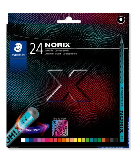 Staedtler Norix 186 Pack de 24 Lapices de Colores HB - Madera Negra - Mina de Grafito - Diseño Inteligente - Para Escribir, Dibu