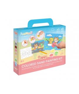 Jovi Kawaii Kit Pinta con Arena con 8 Botes de Arena + 1 Punzon + 3 Laminas con Diseños Kawaii - Colores Surtidos