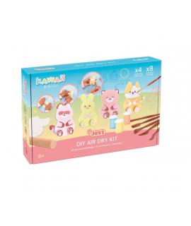 Jovi Kawaii Air Dry Kit con Pasta Endurecible 500gr + 4 Plantillas + Pinturas + Complementos - Facil de Moldear - Colores Surtid