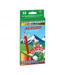Alpino Pack con 12 Lapices de Colores Hexagonales Borrables - Mina de 3mm - Goma de Borrar del mismo Color - Resistente a la Rot
