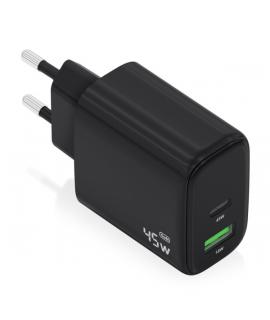 Aisens Cargador GAN 45W - 1xUSB-C PD3.0 QC4.0 y 1xUSB-A QC3.0 - Color Negro