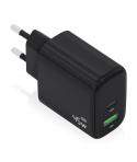 Aisens Cargador GAN 45W - 1xUSB-C PD3.0 QC4.0 y 1xUSB-A QC3.0 - Color Negro