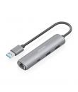 Aisens ASUC-4P035-GR Adaptador de Red USB 3.0 a Ethernet Gigabit + Hub 1xUSB-C y 2xUSB-A 3.0 - 15cm - Color Gris