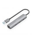 Aisens ASUC-4P037-GR Adaptador de Red USB 3.0 a Ethernet Gigabit + Hub 3xUSB-C - 15cm - Color Gris
