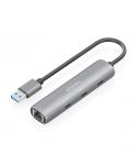Aisens ASUC-4P037-GR Adaptador de Red USB 3.0 a Ethernet Gigabit + Hub 3xUSB-C - 15cm - Color Gris