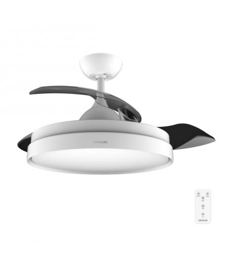 Cecotec EnergySilence Aero 4300 Invisible White Ventilador de Techo con Luz LED - 35W - 6 Velocidades - Aspas Retractiles - Temp