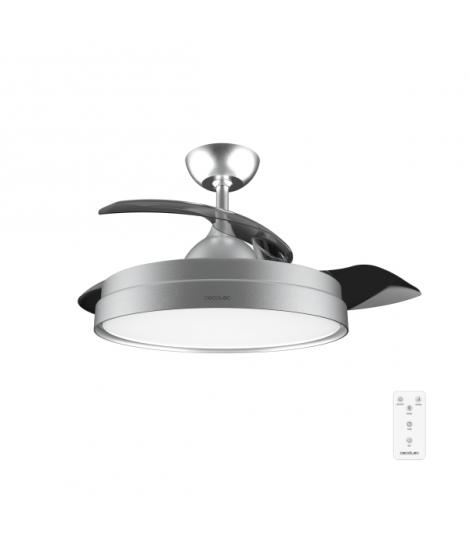 Cecotec EnergySilence Aero 4300 Invisible Steel Ventilador de Techo con Luz LED - 35W - 6 Velocidades - Aspas Retractiles - Mand