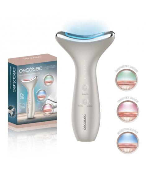 Cecotec FaceCare Face and Neck Pro Cepillo de Fototerapia Facial - Rostro y Cuello - 3 Modos - Luz LED - 5 Niveles de EMS - Vibr