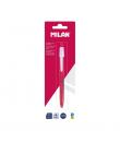 Milan P1 Nata® 624 Boligrafo de Bola Retractil - Punta Redonda 1mm - Tinta Color Azul - Cuerpo de Color Rosa/Blanco